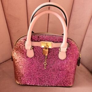 Aldo Pink and Gold Glitter Satchel